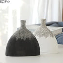 Axyaa Geometric Circular Ceramic Vase Desk Decoration Modern Home Decor Crafts