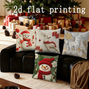 Axyaa Christmas Snowman Deer Pillow Cover for Sofa, Bedroom, Car - Rectangular Back Cushion