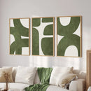 Axyaa Medieval Green Abstract Wall Art Set - Modern Retro Decor for Home, Office