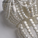 Axyaa White Wooden Beads Wall Sconce for Living Room Bedroom Kids Hallway