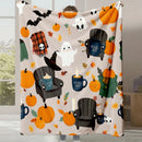 Axyaa Halloween Cartoon Flannel Blanket - Cute Print - Office Nap Sofa Blanket