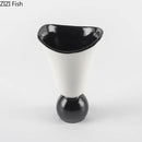 Axyaa White Ceramic Hat Vase for Floral Arrangement and Room Decor