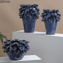 Axyaa Deep Blue Flower Clusters Ceramic Vase for Elegant Desk & Room Decor
