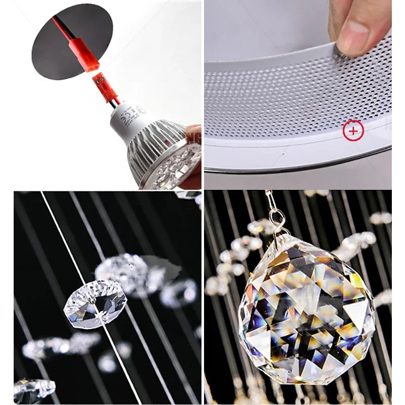 Axyaa Luxury Spiral Crystal Chandelier for Modern Staircase, Living & Dining Room