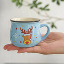 Axyaa Christmas Ceramic Mug Elk Santa Style 150ML Cute Breakfast Drinking Cup