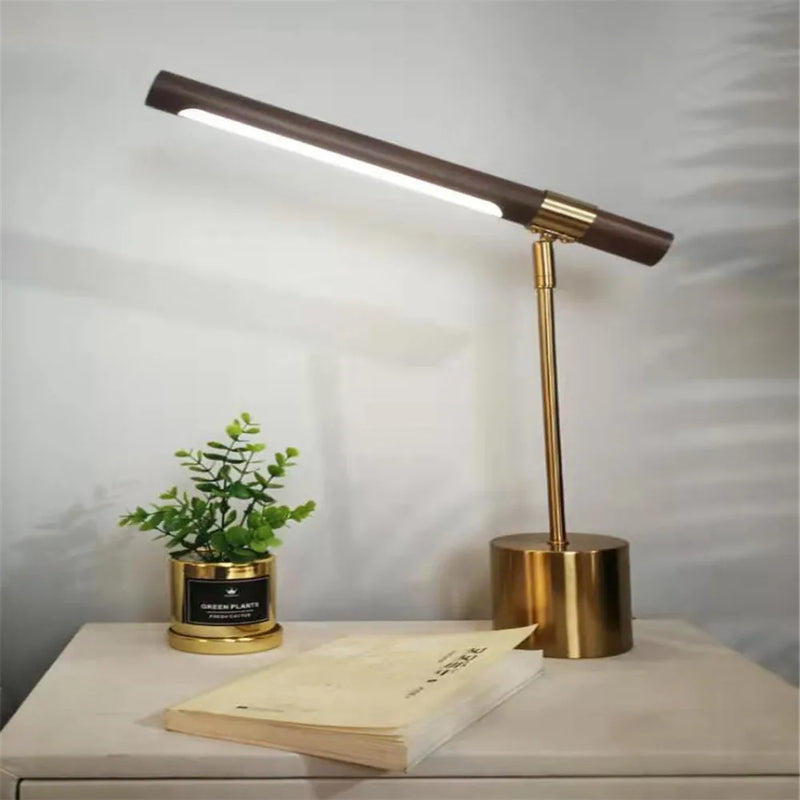 Axyaa Wood Grain LED Desk Lamp for Modern Hotel Decor & Eye Protection