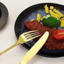 Axyaa Gold Embossed Stainless Steel Tableware Set, Steak Knife, Fork, Spoon, Dessert Fork