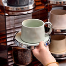 Axyaa Silver-Rimmed Ceramic Cup and Saucer Set - Luxury Water Cup, Flower Cup