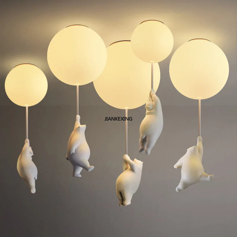 Axyaa Cute Bear LED Ceiling Chandelier for Kids Bedroom Decor