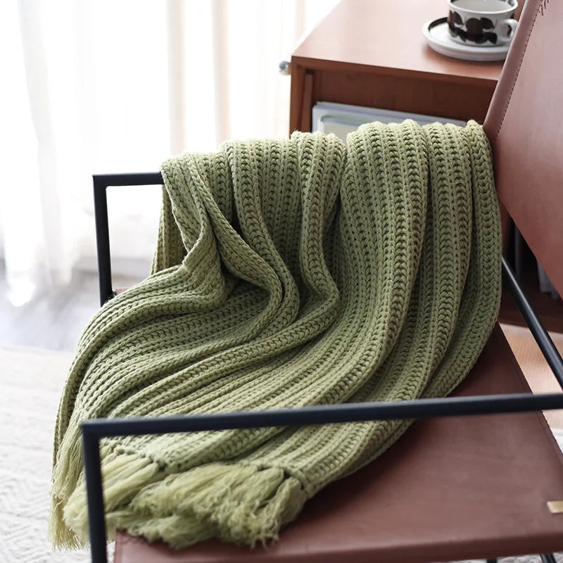 Axyaa Chunky Knit Throw Blanket, Cozy Fringed Design, Soft Weave, 47"x75" or 47"x102"