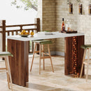 Axyaa Marble Bar Table: 55.12-Inch Modern Freestanding Mini Bar with Faux Marble Finished Tabletop