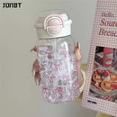 Axyaa Bow Water Bottle with Straw, 600ML Kids Portable Drinking Cup