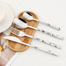 Axyaa 24Pcs Stainless Steel Cutlery Set with Imitation Wood Handle