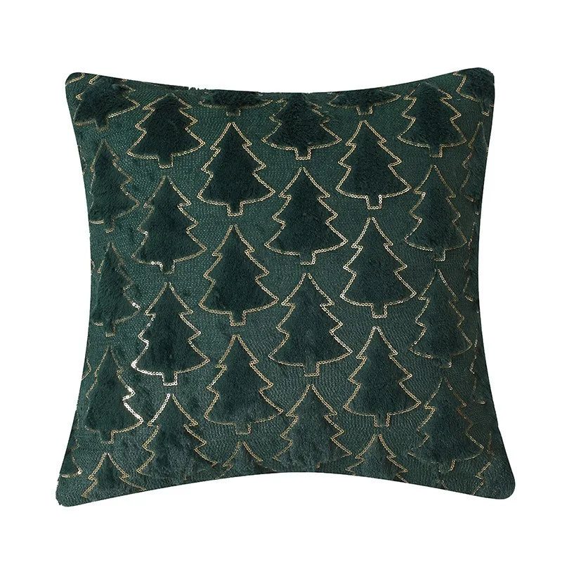 Luxurious Christmas Tree Embroidered Pillow Covers by Axyaa