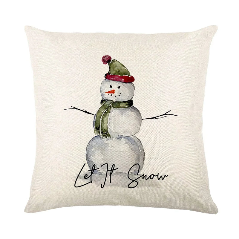 Christmas Decor Pillow Cover 18x18 in Linen Throw - Axyaa Home Decor