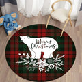 Axyaa Plaid Christmas Round Carpet - Non-Slip Home Decor Foot Mat