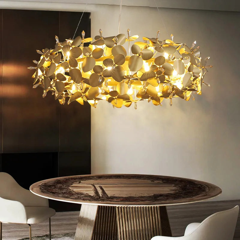 Axyaa Firefly Crystal Ceiling Chandelier: Modern Lighting Fixture for Home, Dining, and Hotel