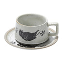 Axyaa Retro Cat Ceramic Mug Saucer Coarse Pottery Coffee Cup Ins Home Breakfast