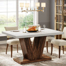 Axyaa 47-Inch White Dining Table for 4, Heavy Duty Farmhouse Kitchen Table