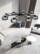 Axyaa Minimalist Glass LED Chandelier for Living Room, Restaurant, Kitchen, Bedroom - Dimmable Lighting
