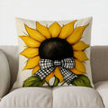 Axyaa Sunflower Gingham Bow Throw Pillow Cover for Sofa Bedroom Car