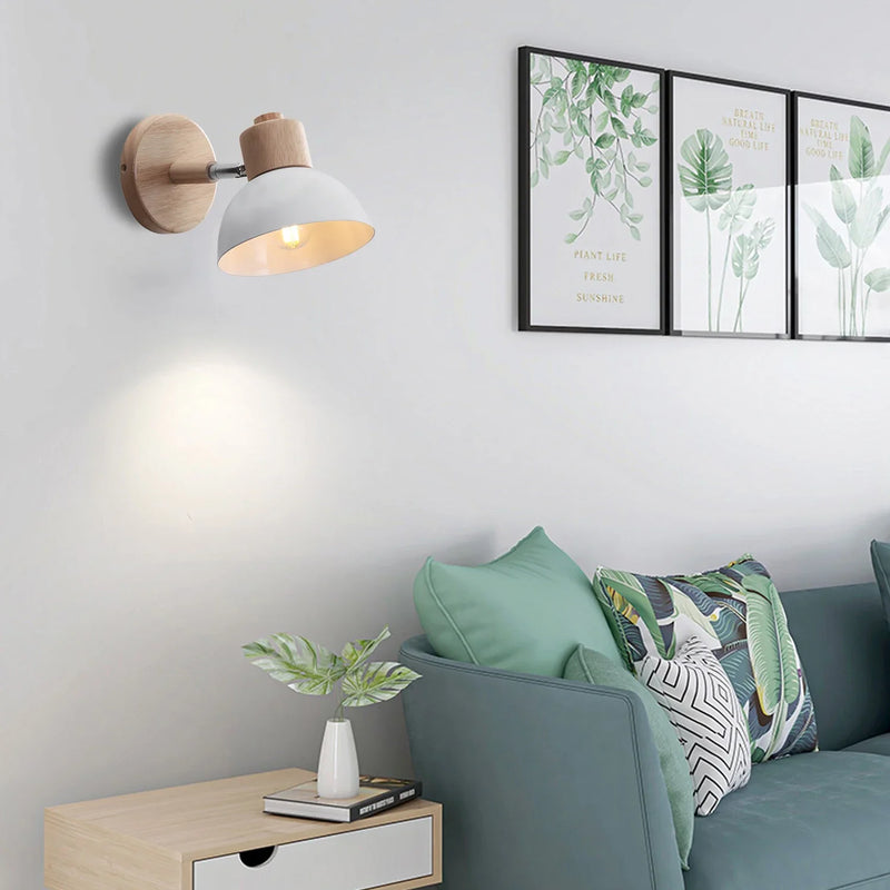 Nordic Style Wooden Wall Light for Bedroom by Axyaa - Modern E27 LED Sconce Fixture