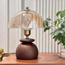 Axyaa Wooden LED Table Lamp with Glass Lampshade for Bedroom and Restaurant