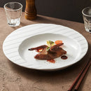 Axyaa Ceramic Line Pattern Pasta Plate, Premium Round Medium Vegetable Plate