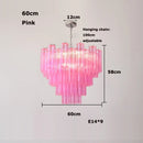 Pink White Glass Art LED Chandelier by Axyaa - Modern Hanging Lamps for Living Room