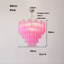 Axyaa Pink & White Glass Art LED Chandelier for Living Room