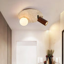 Axyaa Nordic Wood Yellow Travertine LED Ceiling Light for Modern Home Decor