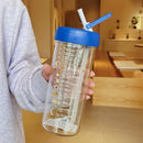 Axyaa Glass Water Bottle with Tea Infuser Filter Straw, Kawaii Design, 750ml