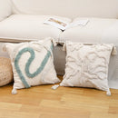 Axyaa Ethnic Cotton Tufted Beige Jacquard Throw Pillow Covers