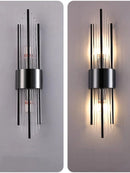 Axyaa Gold/Black Stainless Steel Crystal Wall Sconce for Home Décor