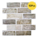 Axyaa 3D Faux Brick Backsplash Wall Stickers - Set of 10 Panels, Home Decor