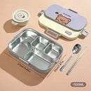Axyaa Stainless Steel Divided Lunch Box Set - Large Capacity, Microwave Safe