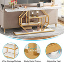 Axyaa 70.9" Gold Console Table with Storage - Modern 4 Tier Sofa Table