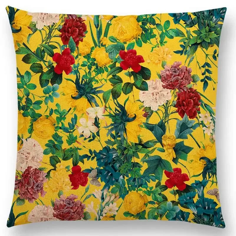 Axyaa Botanical Garden Floral Leaves Print Pillow Case Cover