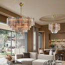 Luxury Murano Glass Chandelier by Axyaa: Elegant French Glass Tube Hanging Pendant Lighting