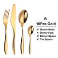 Axyaa Gold Stainless Steel Cutlery Set - 24Pcs Smooth Handle Flatware
