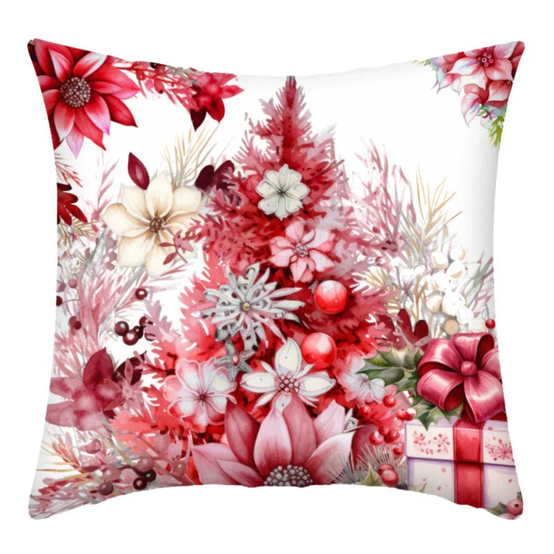 Axyaa Christmas Home Decoration Pillow Cover Santa Claus Snowman Fawn Print