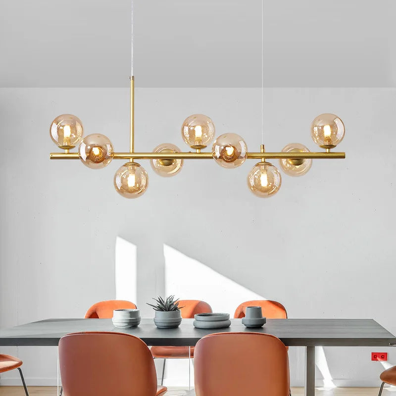 Axyaa Glass Chandelier LED Ceiling Light for Dining Room and Living Room