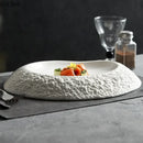 Axyaa Rock Patterned Ceramic Soup Plate Salad Plate Dessert Dish Sashimi Dish