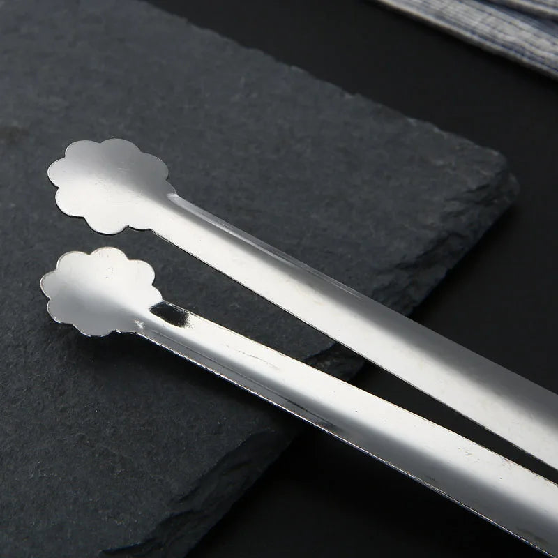 Axyaa Stainless Steel Food Tongs - Kitchen Cooking Utensil Twrer Clamp Silver Tweezer