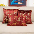 Axyaa Christmas Deer Snowflake Velvet Pillow Cover in Red Green, 30x50cm 45x45cm 50x50cm