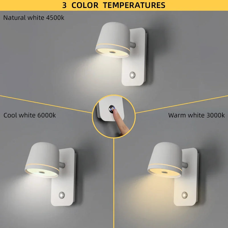 Axyaa Dimmable LED Wall Sconce with 3-CCT Rotation, On/Off Switch & Adjustable Brightness