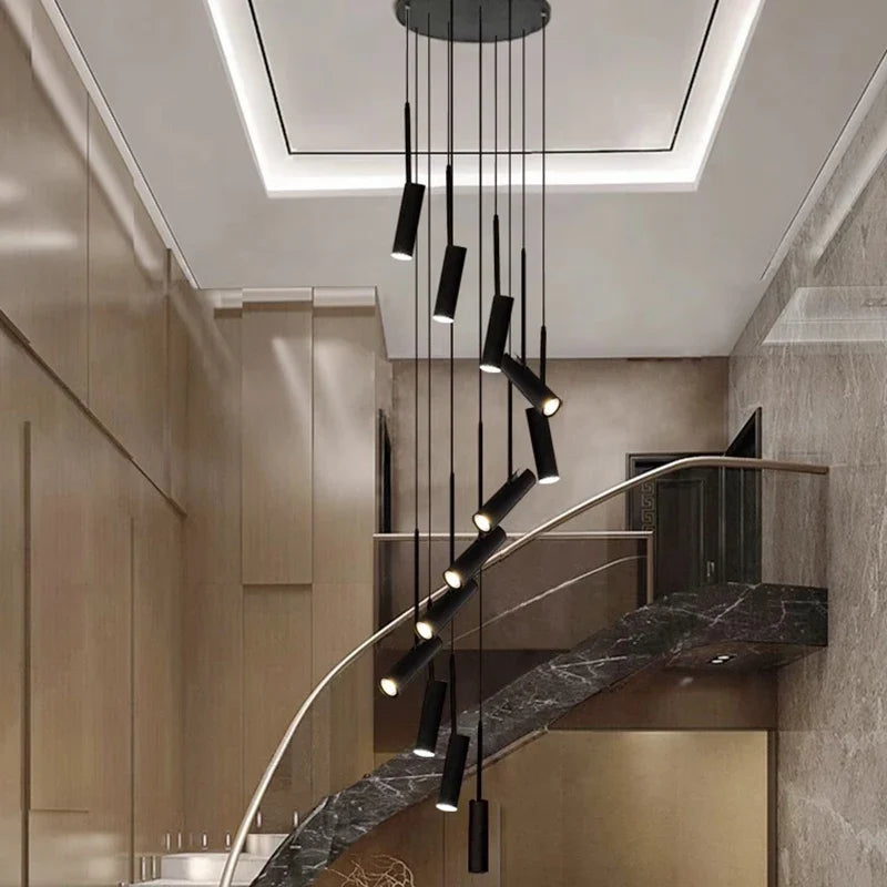 Axyaa Staircase Chandeliers Hanging Light Modern LED Pendant Lamps Indoor Living Room Lighting