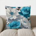 Axyaa Blue & White Floral Pattern Pillow Cover for Sofa Bedroom Car