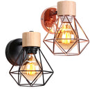 Axyaa Wooden Iron Cage Mini Wall Light for Bedroom & Study Room