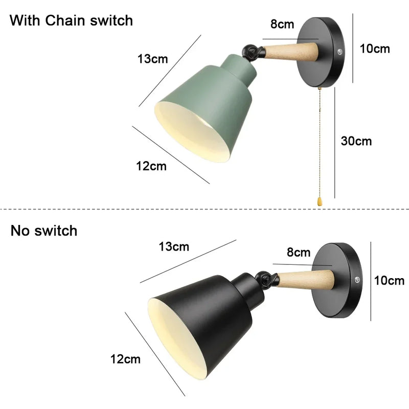 Axyaa Nordic Wall Lamp with Chain Switch and E27 COB Bulb